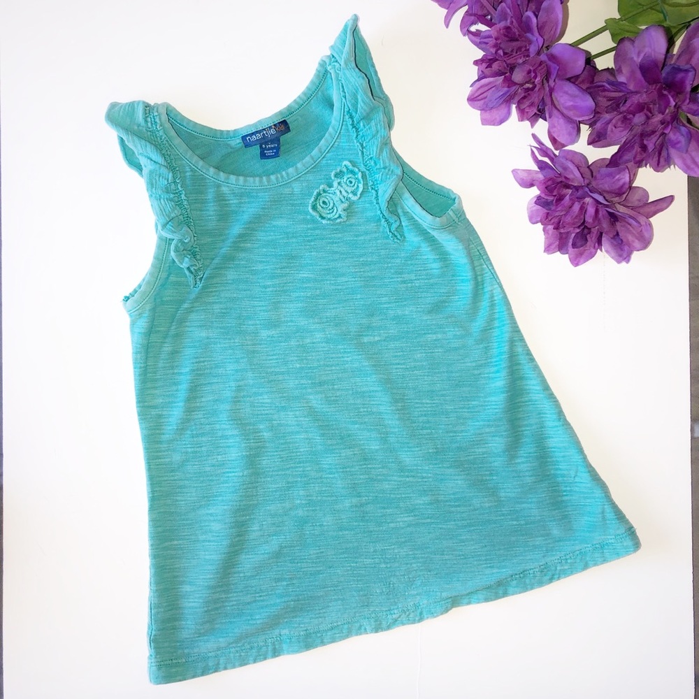 NAARJIE KIDS LARGE TEAL RUFFLE SHOULDER TANK TOP